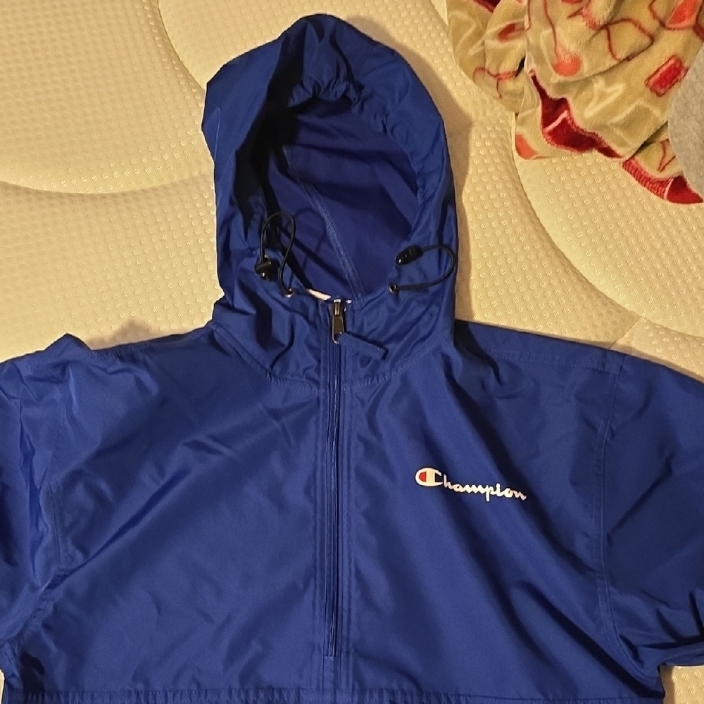 Champion Blue Raincoat Lightweight Weatherproof Hooded